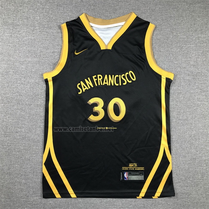 Camiseta Nino Golden State Warriors Stephen Curry NO 30 Ciudad 2023-24 Negro
